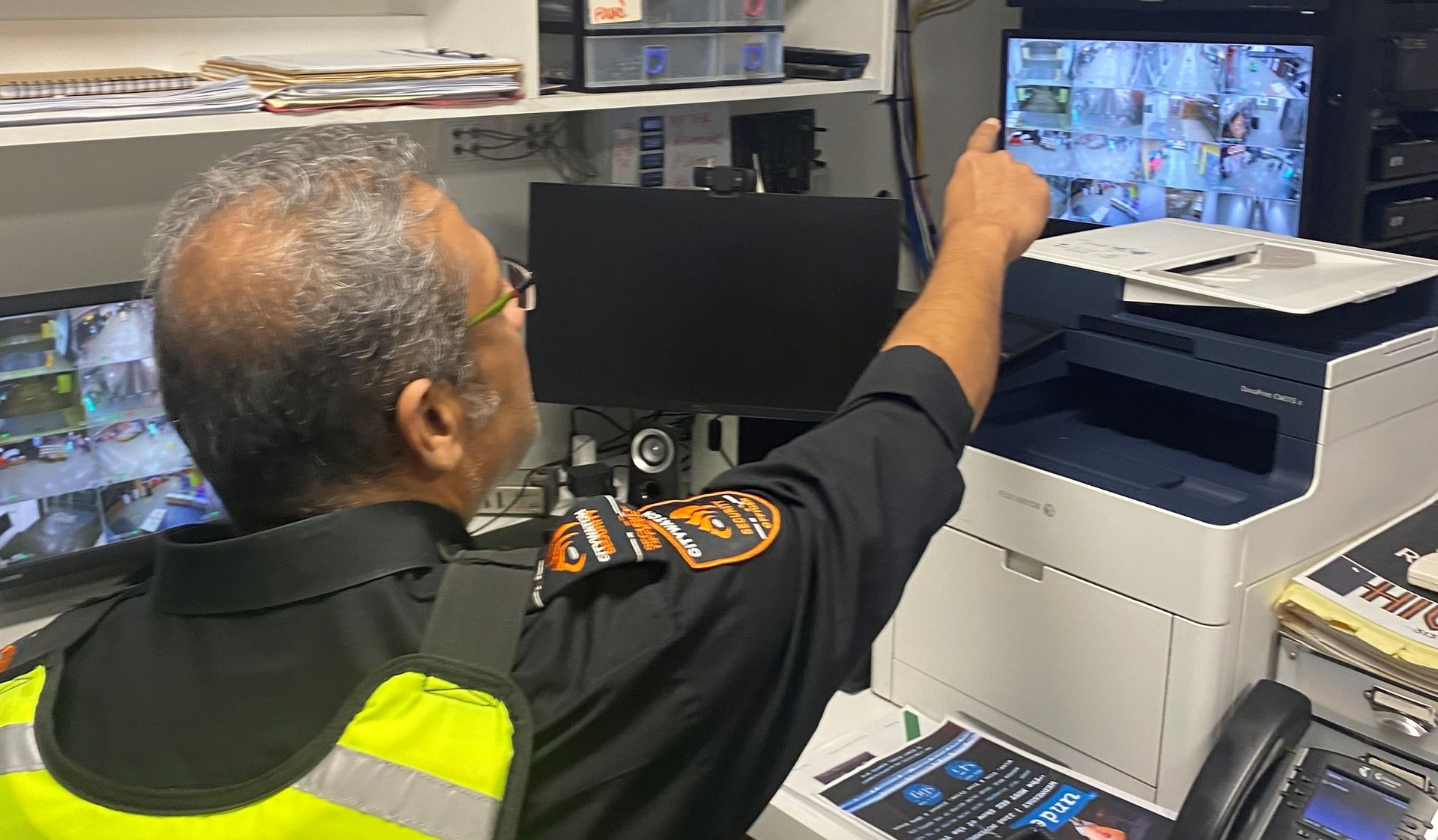 One of our trained security guards monitoring a facility in Melbourne