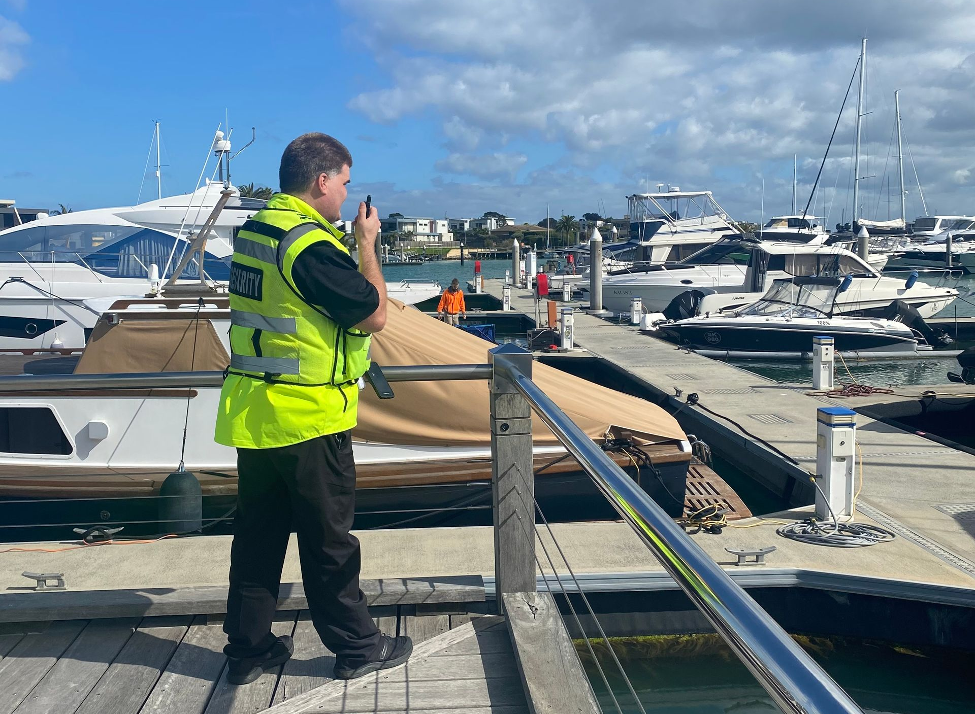 One of our trained security guards monitoring a facility in Melbourne